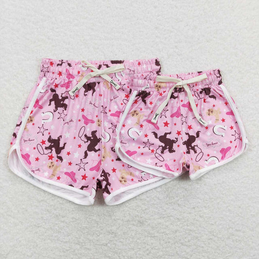 Western Cowgirl Pink Mommy and Me Shorts ）