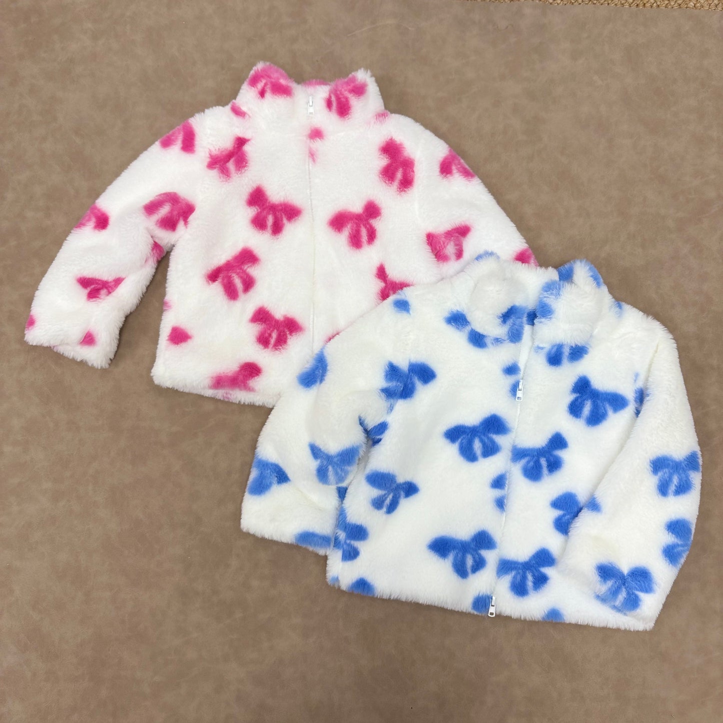 USA Shop Baby Girls Sibling Bows Polar Fleece Zip Jackets Cardigans