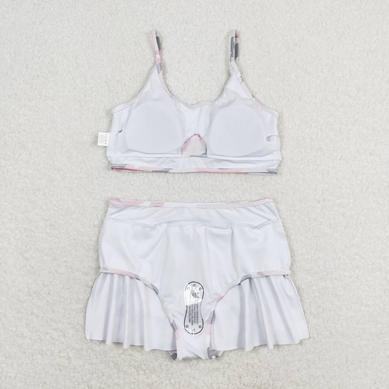 S0285 Baby Girls  Pink Gray Camo Two pieces Swimsuits