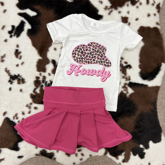 Baby Girls Western Howdy Top Hot Pink Yoga Skort Set