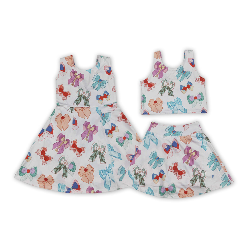 Kids Girls Sibling Princess Bow Yoga Set and Dress