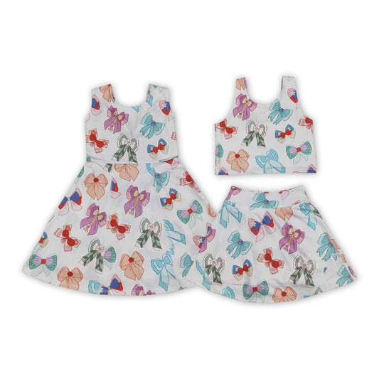 Kids Girls Sibling Princess Bow Yoga Set and Dress