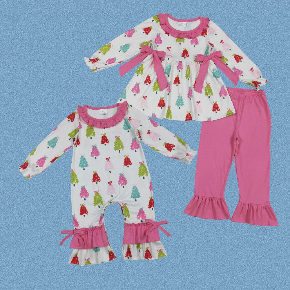 Sibling Kids Girls Christmas Tree Set and Romper