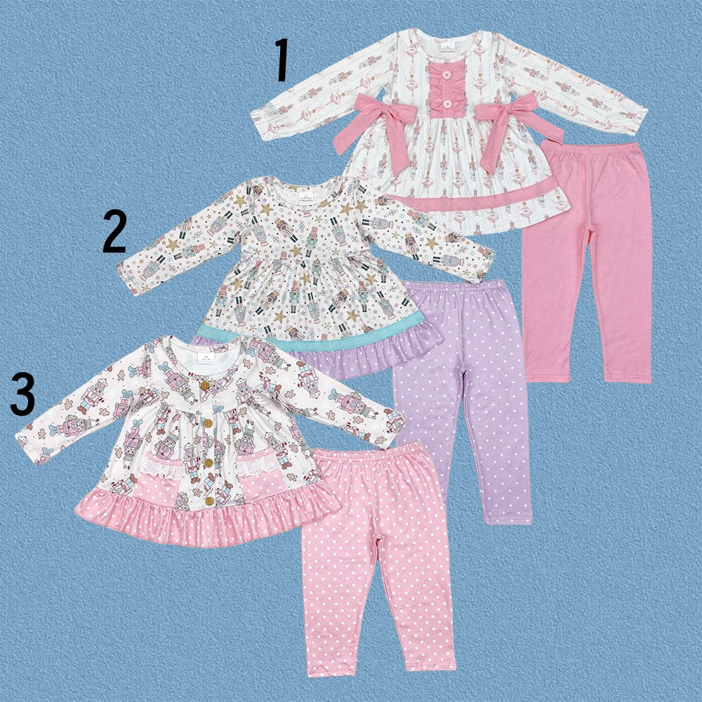 Sibling Baby Girls Christmas Nutcracker Tunic Top With Leggings Set