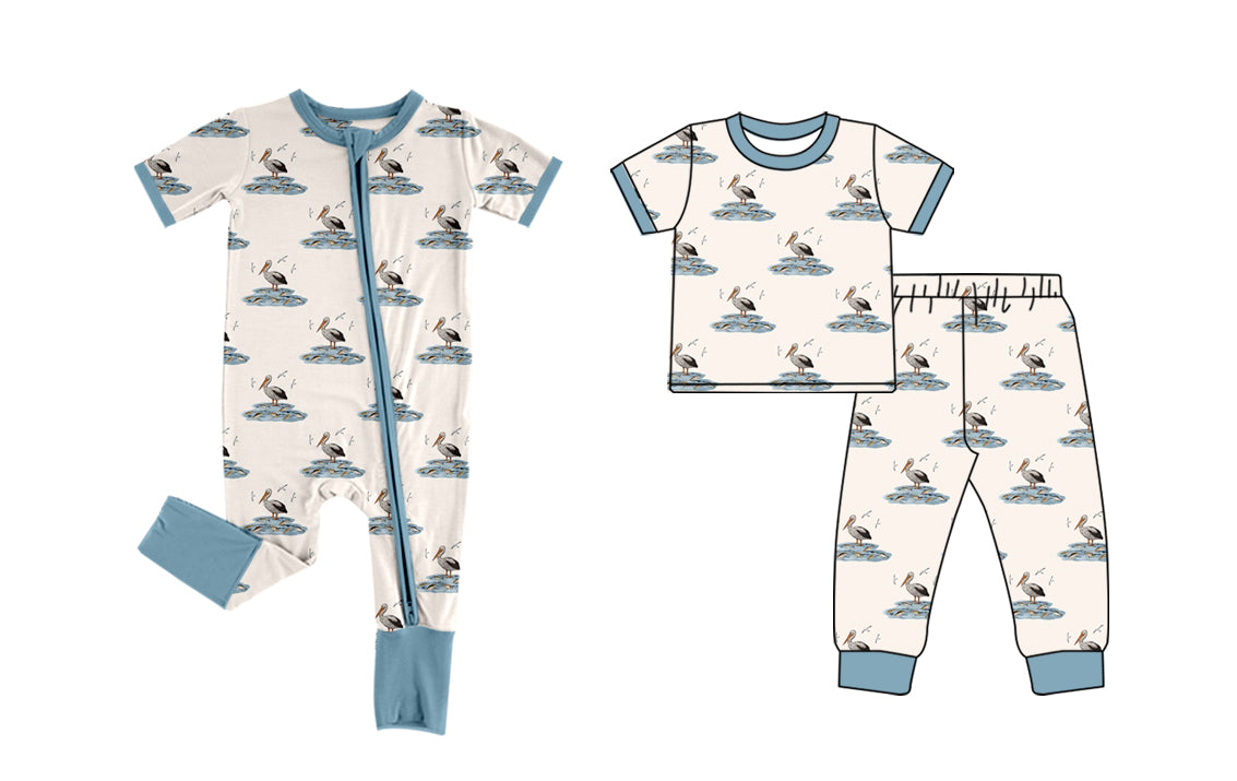 Toddler Baby Brother Bird Print Short Sleeve Pajama and Romper Preorder