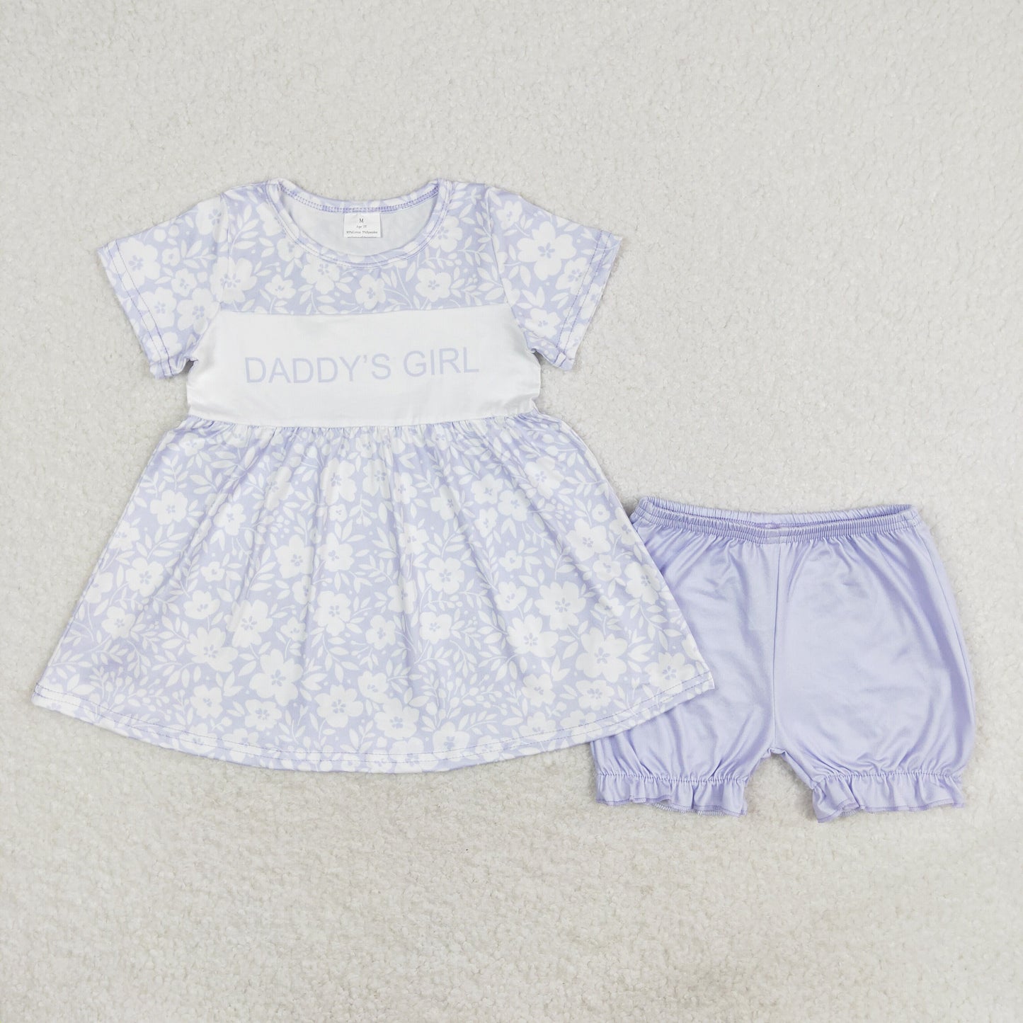 Sibling Daddys Girl Lavender Short Sleeves Floral Tunic Ruffle Short Set And Rompers