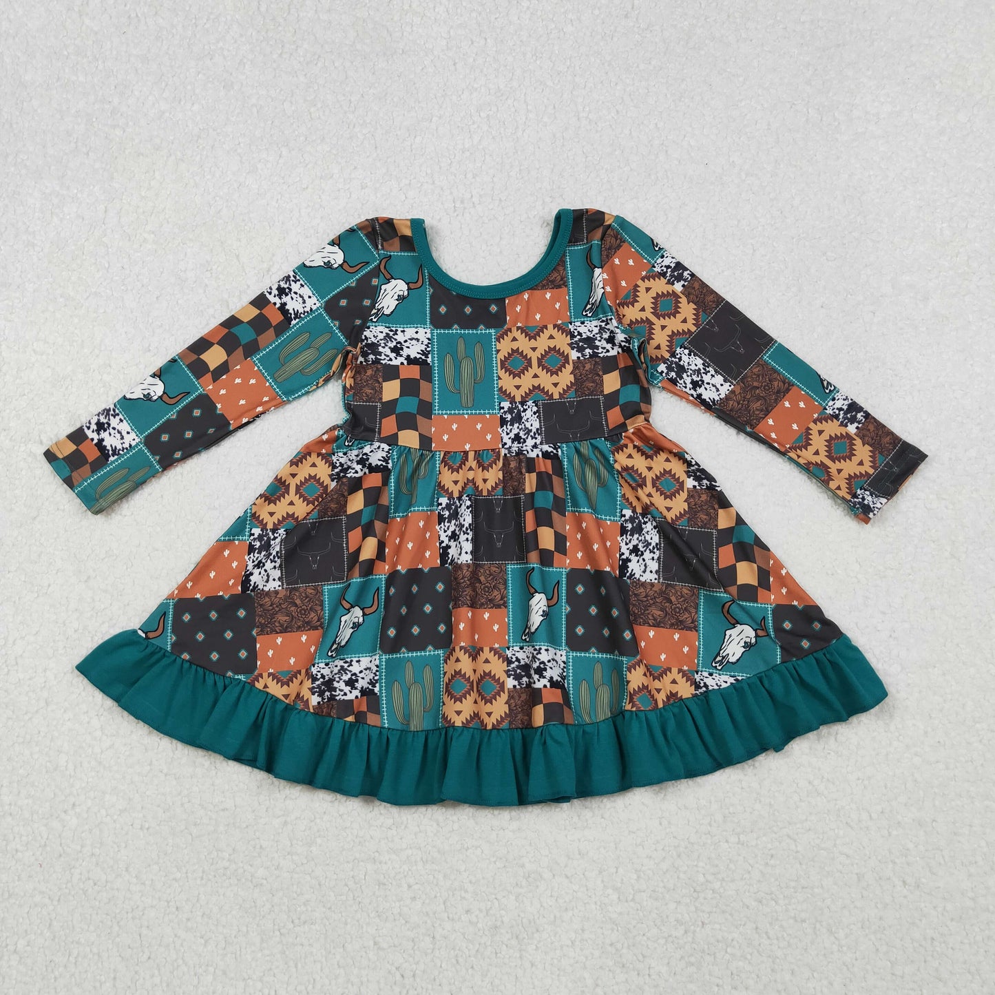 Baby Girls Western Cow Long Sleeve Dress