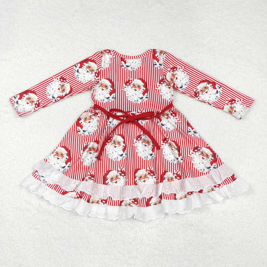 Baby girls Christmas Santa Red Striped Long Sleeve Dress