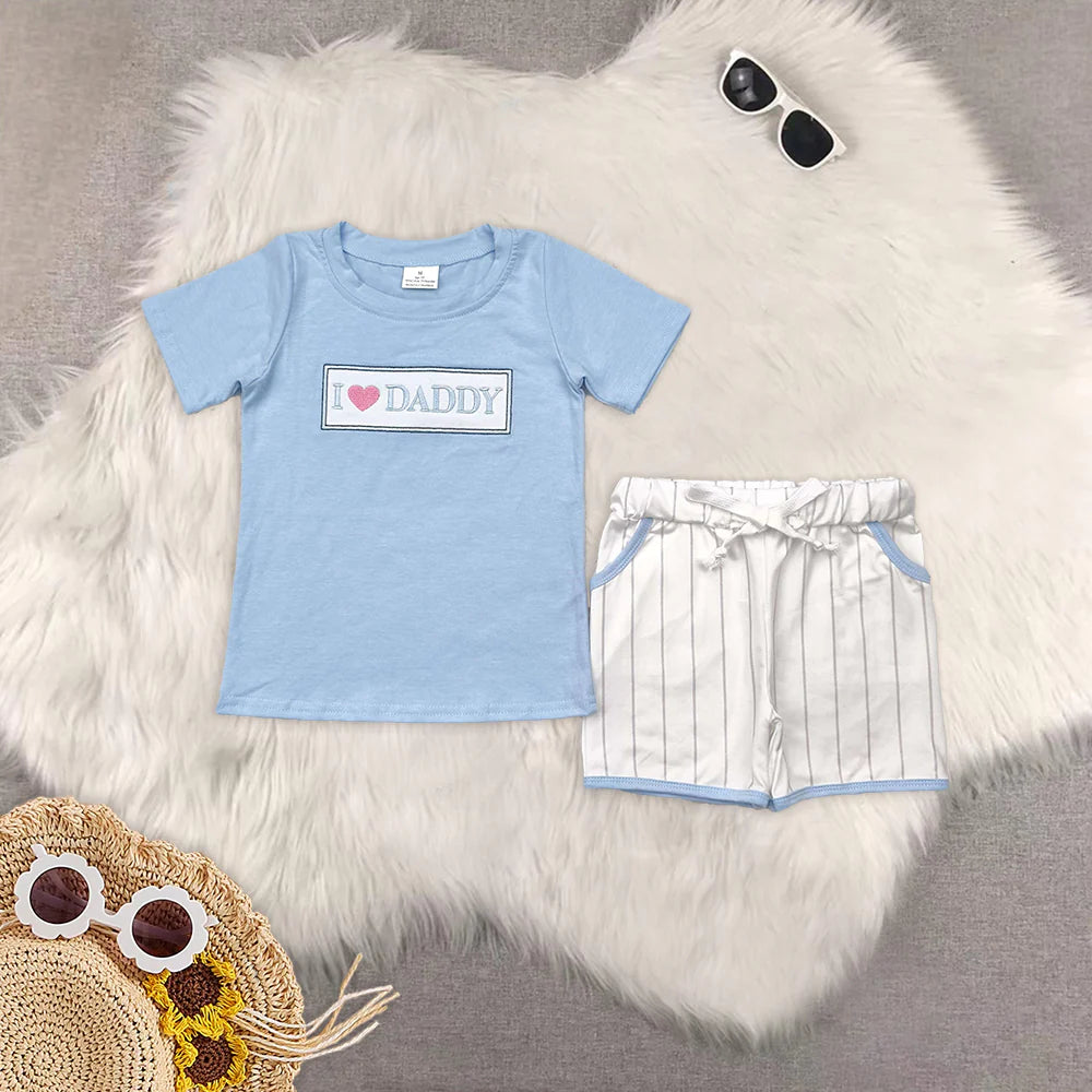 I Love Daddy SIbling Shorts Set Romper