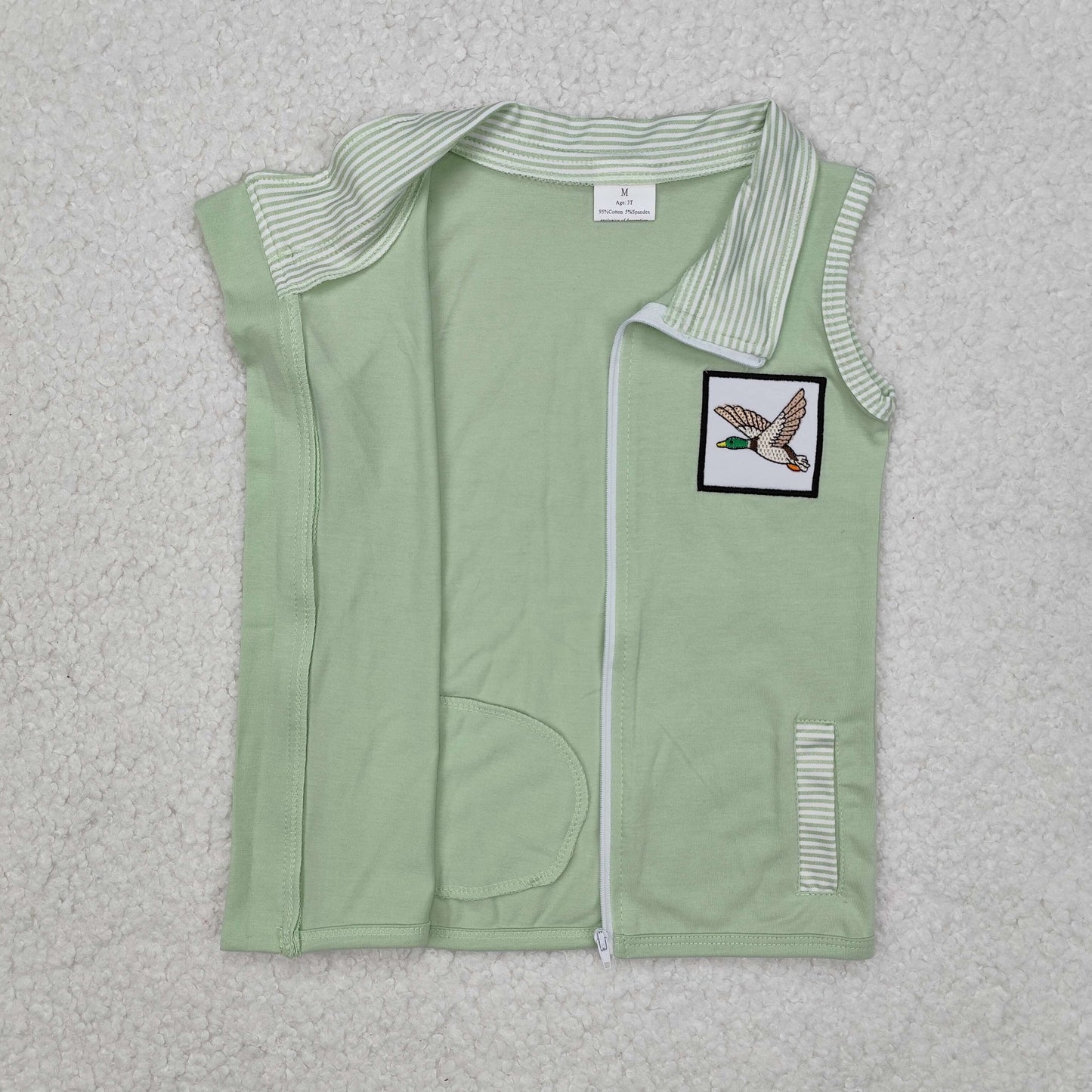 Baby Kids Green Duck Zip Pocket Vest Tops preorder