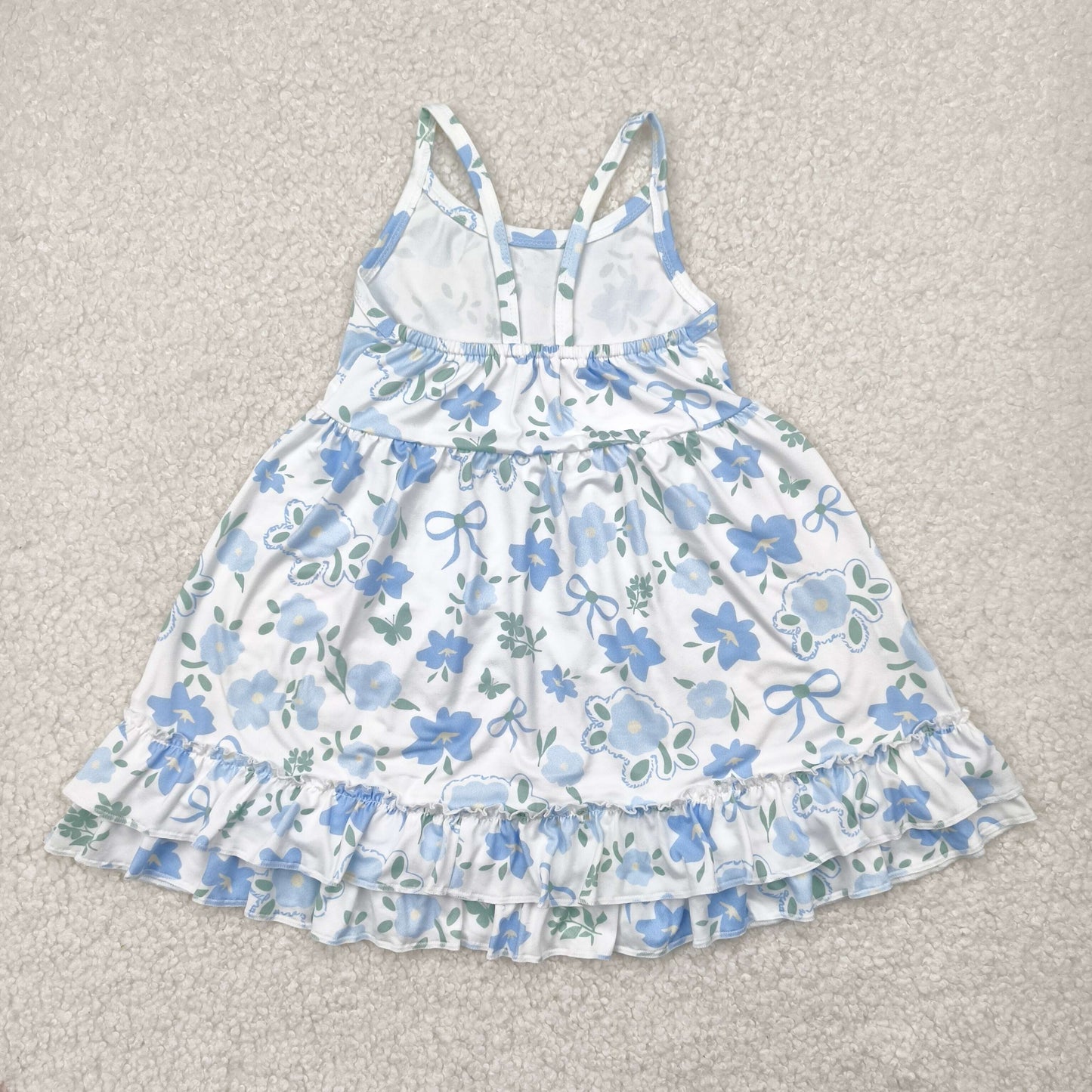 Baby Girls Summer Strap Blue Floral Dress