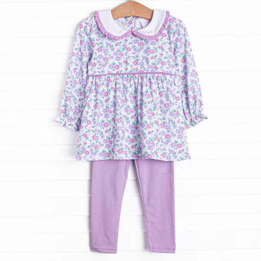 Baby Girls Purple Floral Tunic Top Leggings Set 5 MOQ Preorder