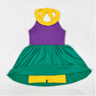 Sibling Baby Girls Mardi Gras Yoga Active Wear One And Two Pieces Dress With Shorts