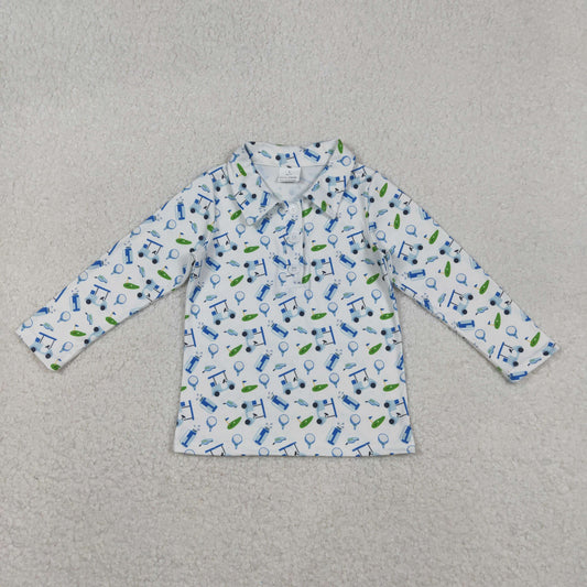 Baby Boy Golf Car Long Sleeve Polo Shirt