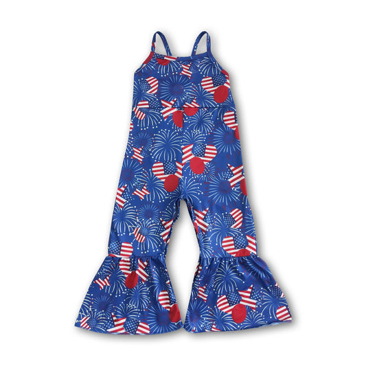 SR0056 Baby Girls July 4th Balloon Fireworks Jumpsuit