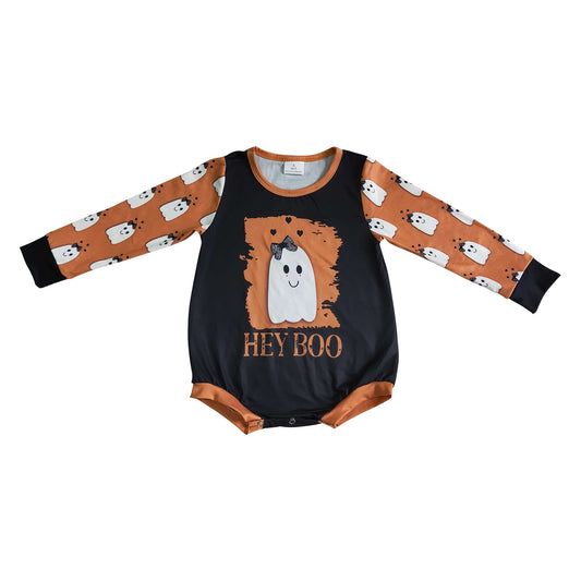LR0136 Baby Girls Halloween Cute Ghost Shirt Romper