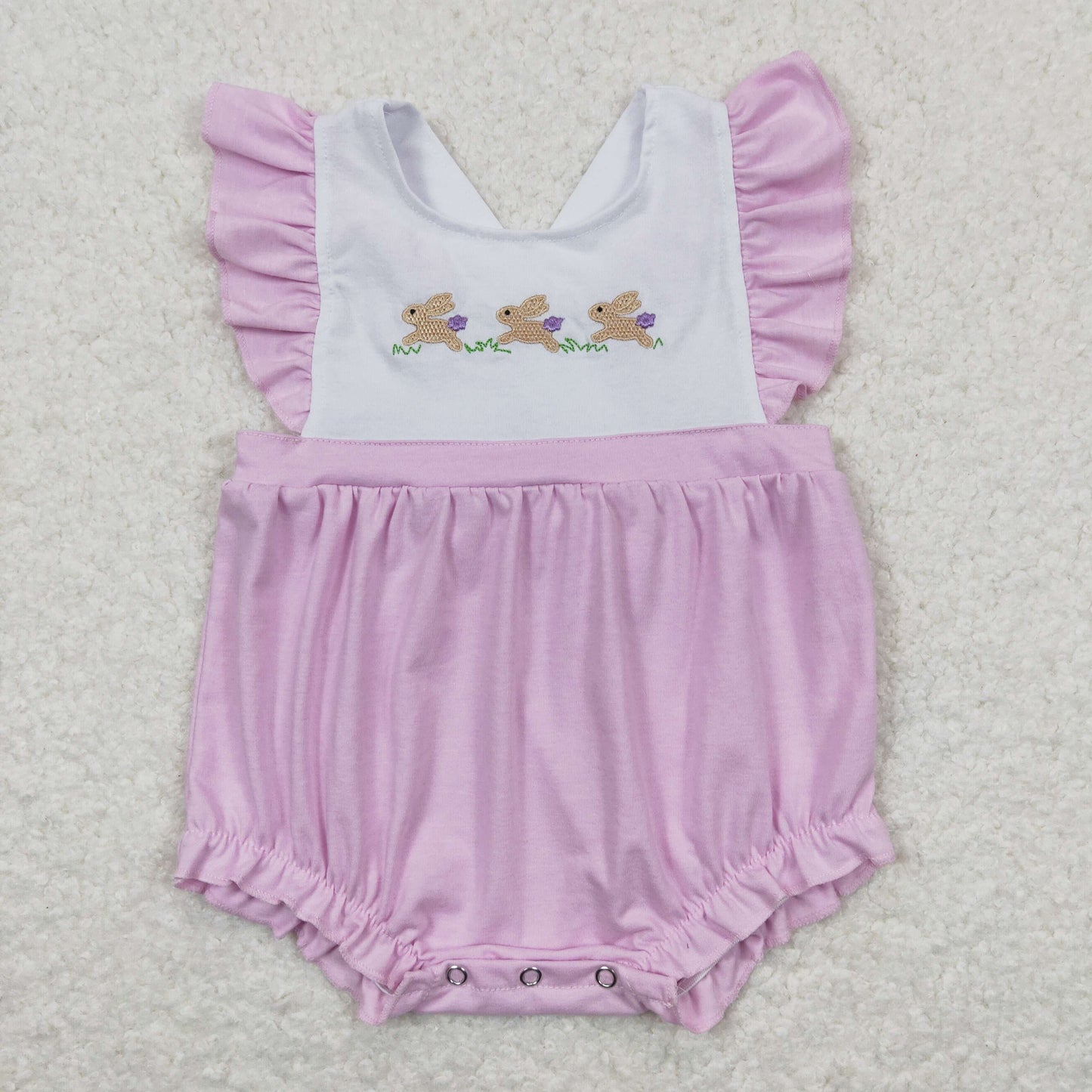 Sibling Baby Kids Embroidery Bunny Easter Dress And Rompers