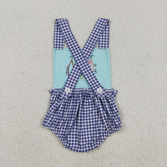 SR3413 Baby Boys Fishing Gingham Romper