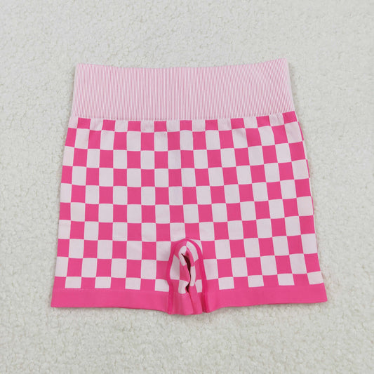 Adult Women Hot Pink Checked Active Sport Shorts