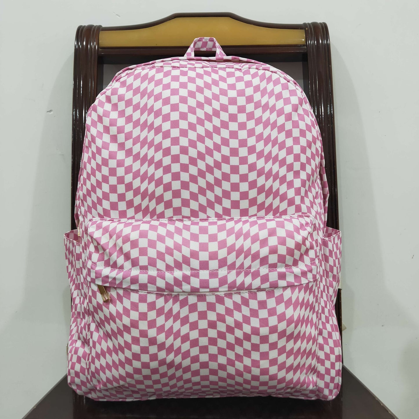 BA0245 Baby Girls Pink Checker Backpacker Bag