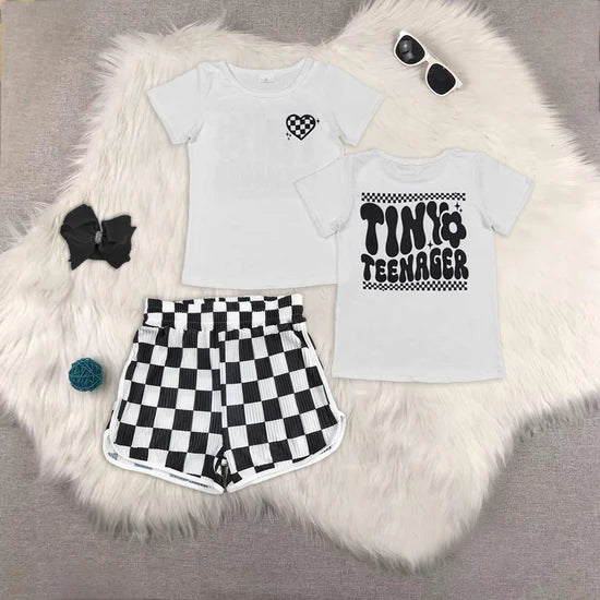 Tiny Teenrger Black Checked Shorts Set