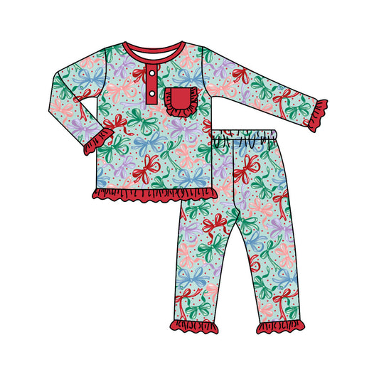 Baby Girls Christmas Bow Pajama Set Pre-order 3 MOQ