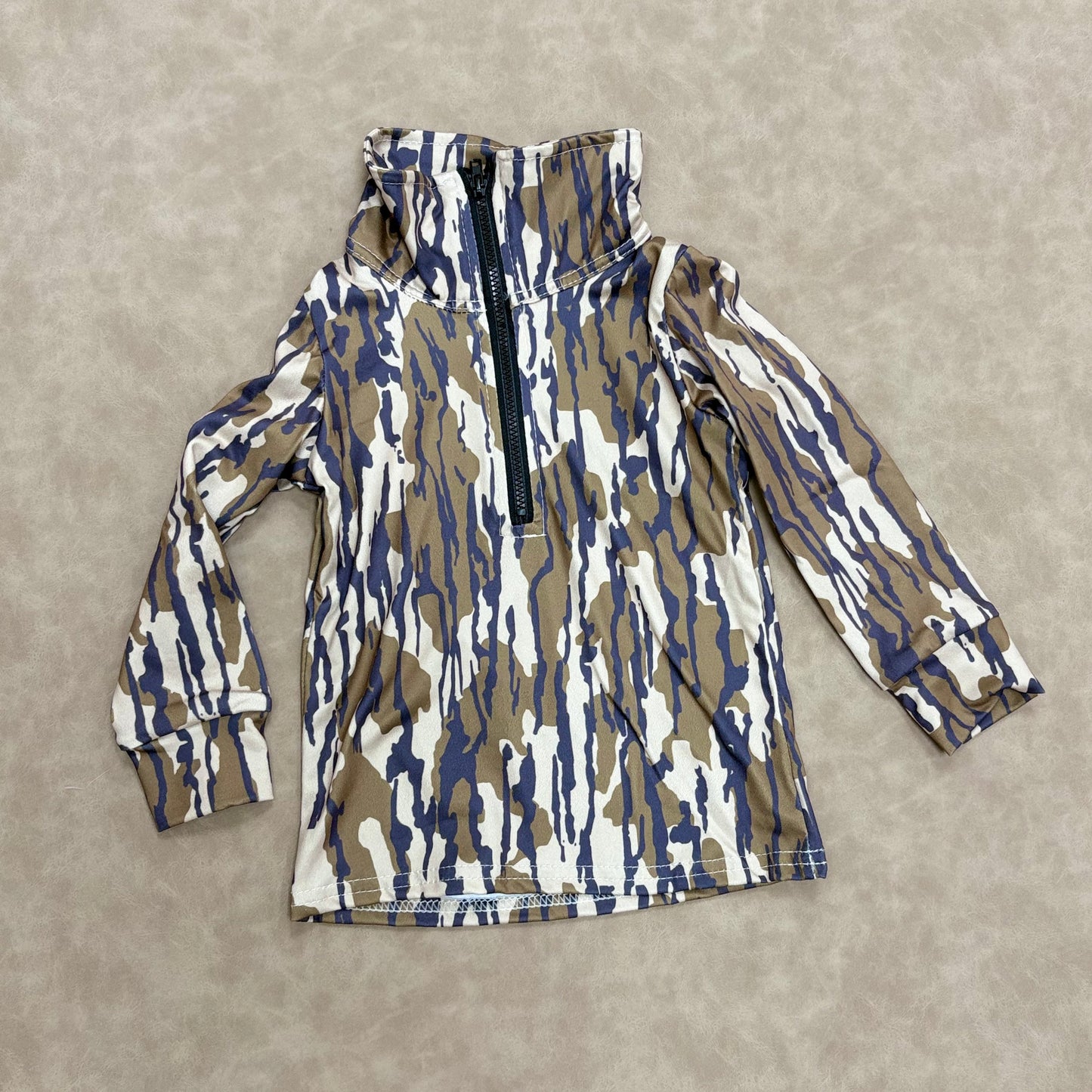 Kids Boys Sibling Hunting Camo Long Sleeve 1/2 Zippy Pullover Top