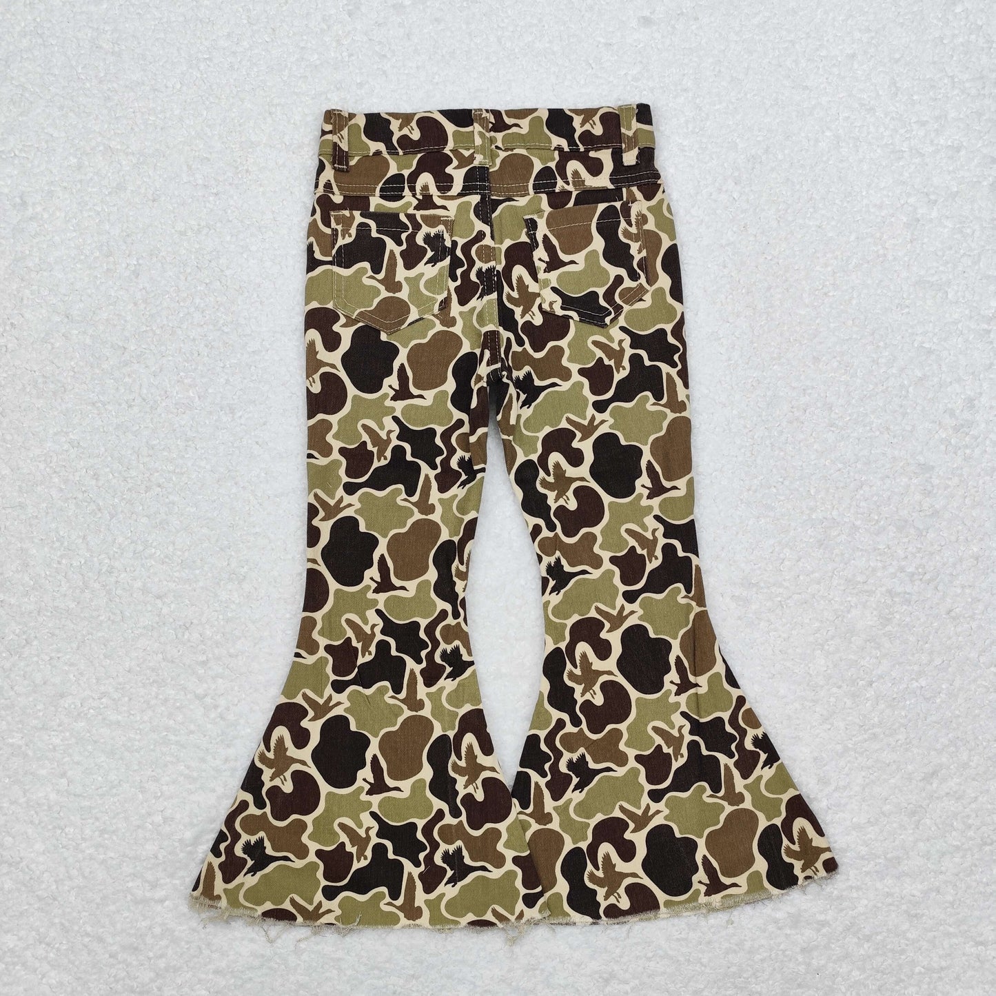 P0529 Baby Girls Camo Mallard Bell Bottom Denim Pants