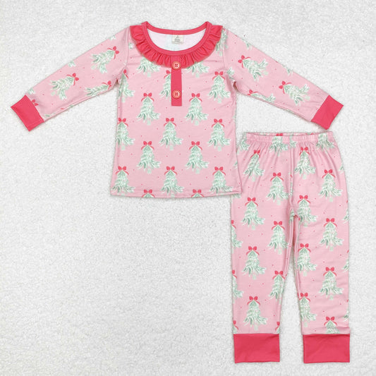 Baby Girls Chrismtas Tree Pink Long Sleeve Pajama