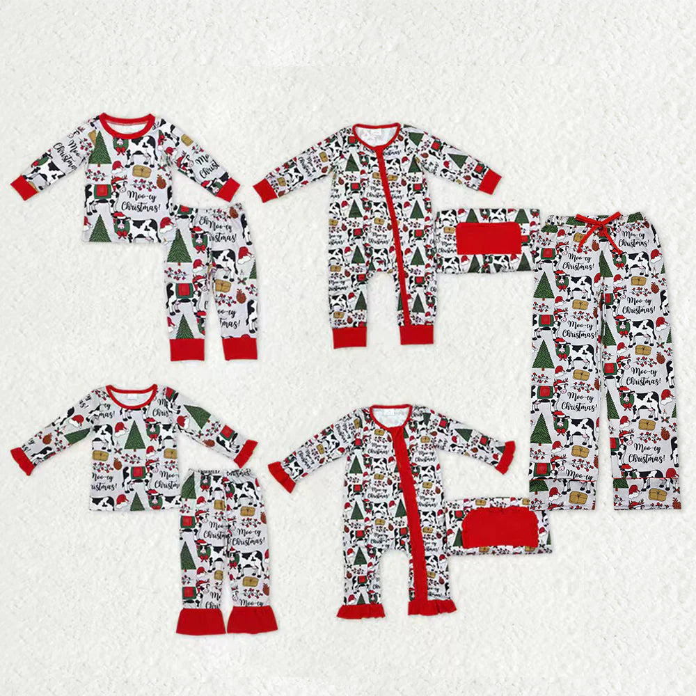 Family Moo-ey Christmas Cow Pajamas