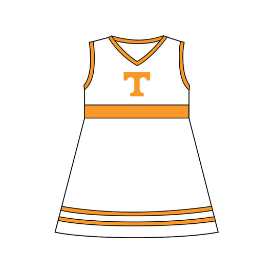 Preorder , 5 MOQ Baby Girls Cheerleader Tennessee sleeveless knee length Dresses