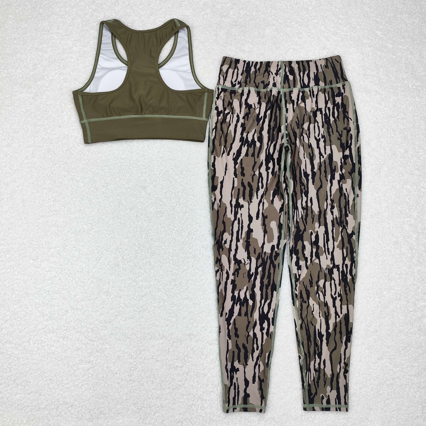 Baby Girls Dark Green Tank Camo Sport Pants Set