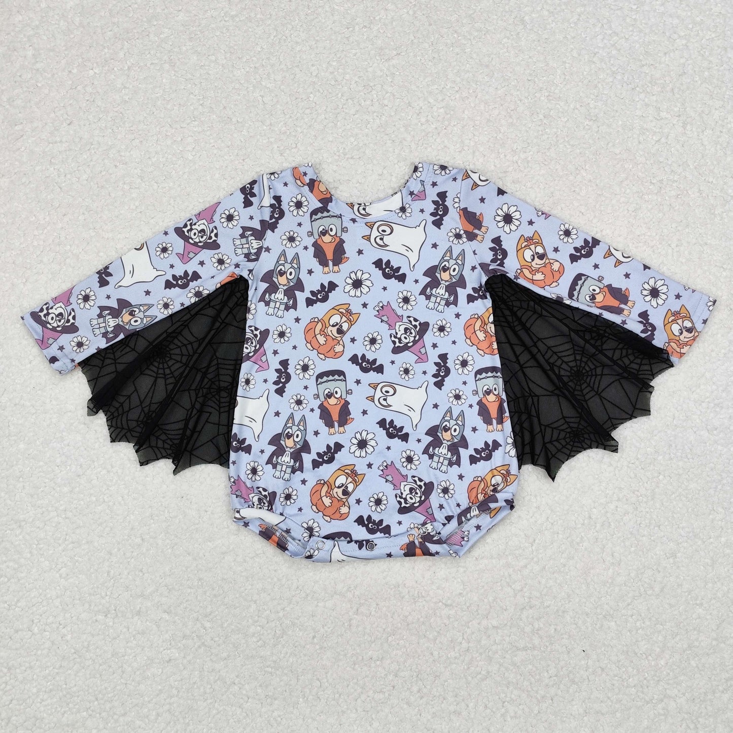 Baby Girls Halloween Cartoon Dog Bubble Romper