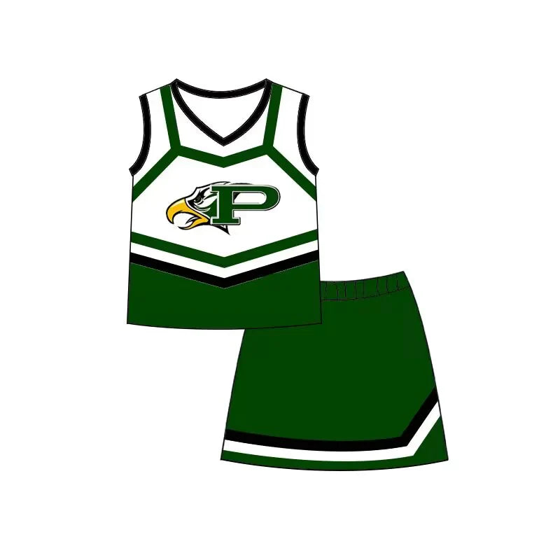 EAGLES baby girl clothes team green in a cheer outfit summer sets 3 MOQ