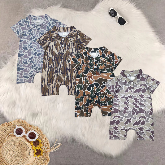 Baby Boys Camo Short Sleeve Shirt Romper