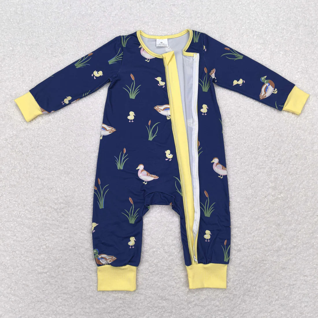 LR1037 USA Shop Newborn Baby Boys Mallard Duck Zip Romper