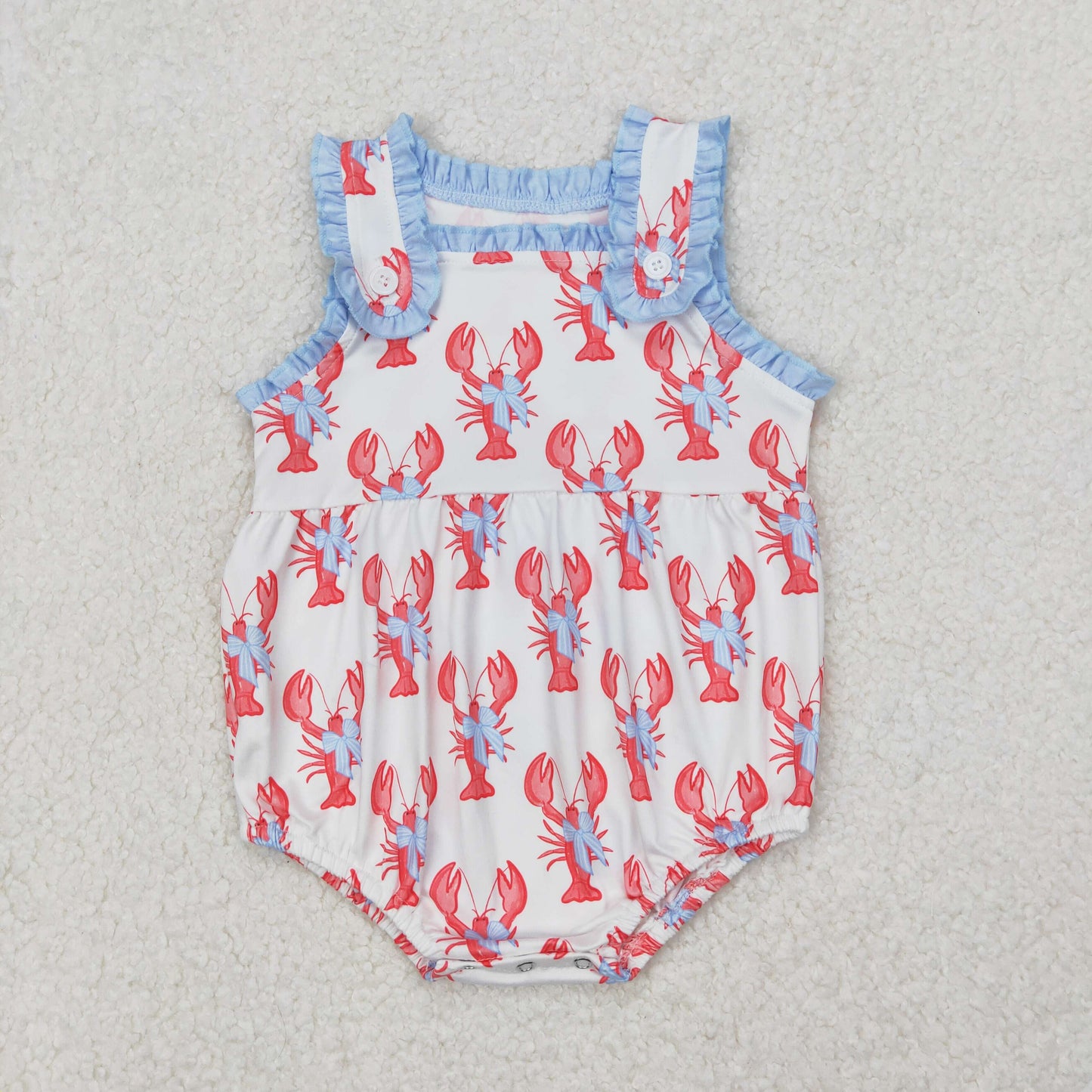 Baby Girls Peach Sleeveless Bows Crayfishes Rompers