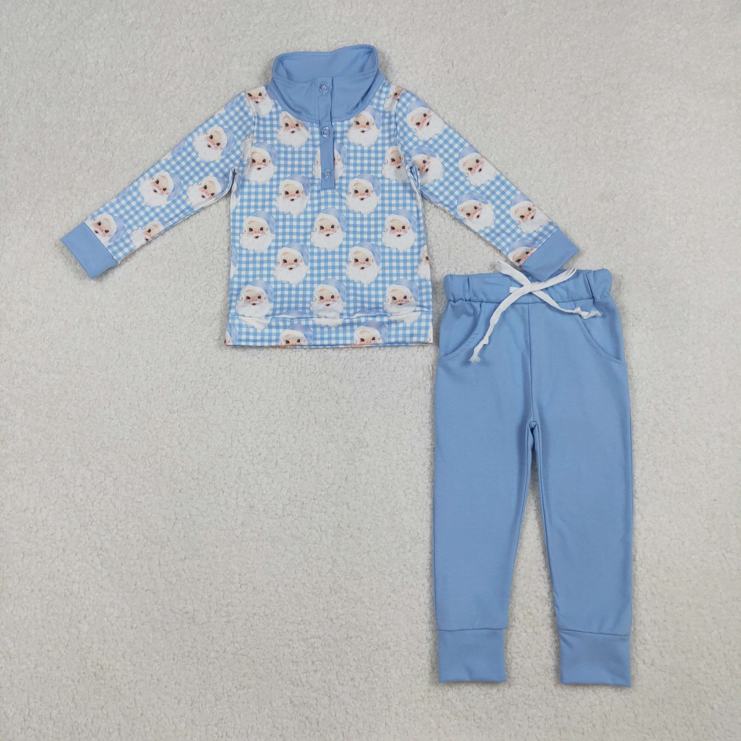 Kids Girls Christmas Santa Blue pants Outfit
