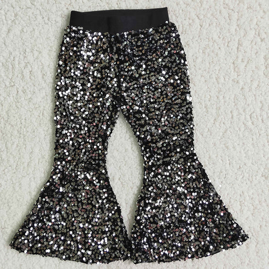 E5-30 USA Shop Baby Girls Black Sequin Bell Bottom Pant