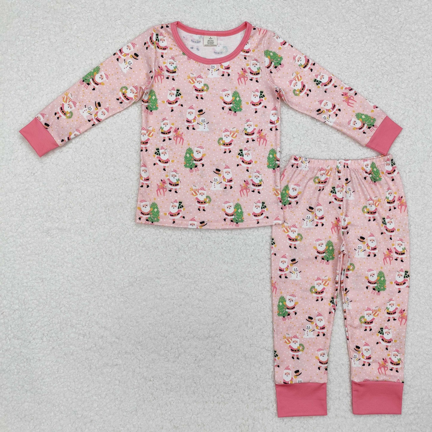 GLP2094 Baby Girls Christmas Santa Long Sleeve Pajama Set