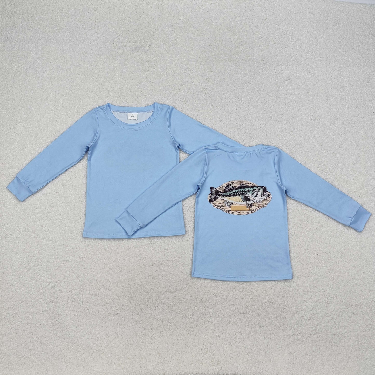 Baby Boys Fish Long Sleeve Shirt Blue Top