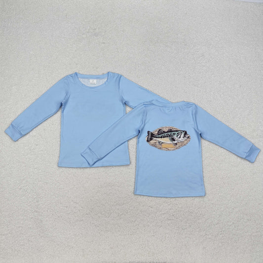 Baby Boys Fish Long Sleeve Shirt Blue Top