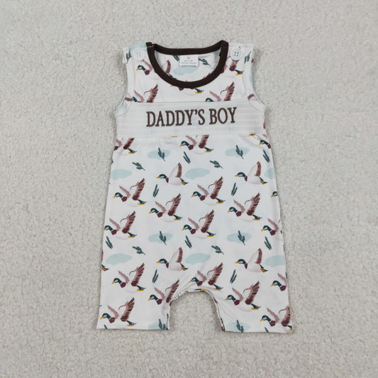 SR3347 Daddy's Boy Short Sleeve Duck Smocked Romper