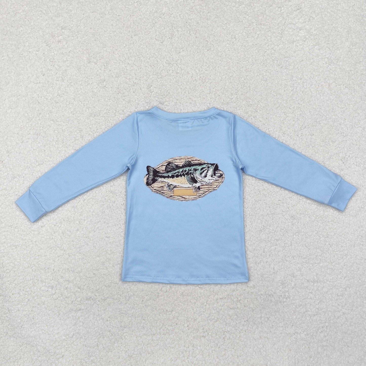 Baby Boys Fish Long Sleeve Shirt Blue Top