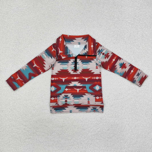 Baby Boys Western Aztec Long Sleeve Zip Pullvoer Top