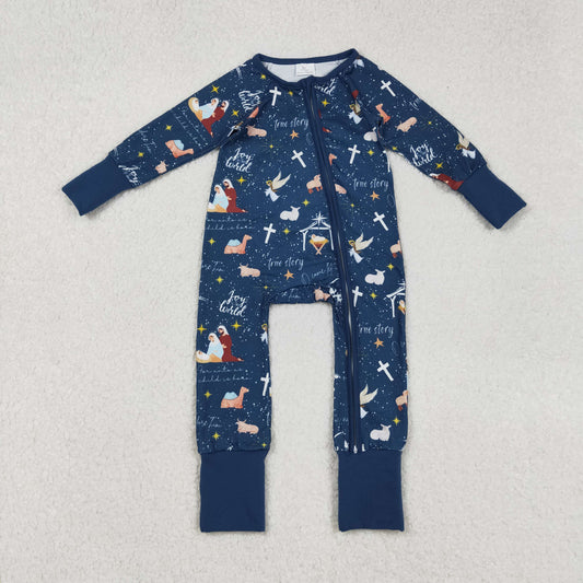 LR2504 Baby Bethlehem Long Sleeve Footied Romper With Zippy