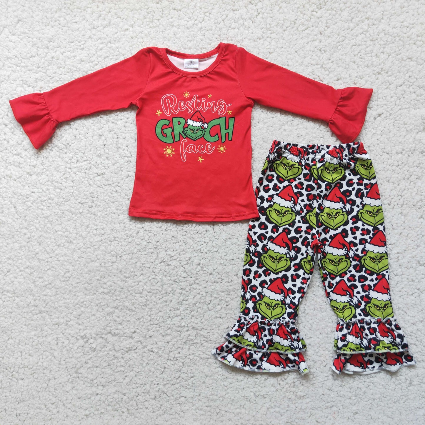Baby  Sibling Christmas Green Face Outfit