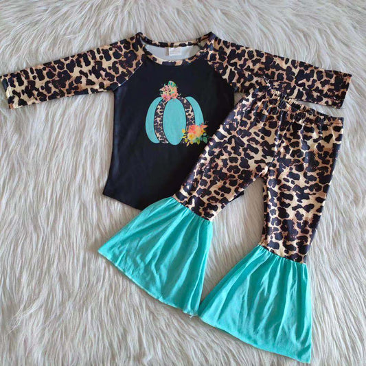 Kids girls pumpkin bell bottom pants outfit on sale 2.99