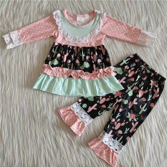 6 A14-11 Baby Girls Cactus ruffle pants fall outfits clothes sets