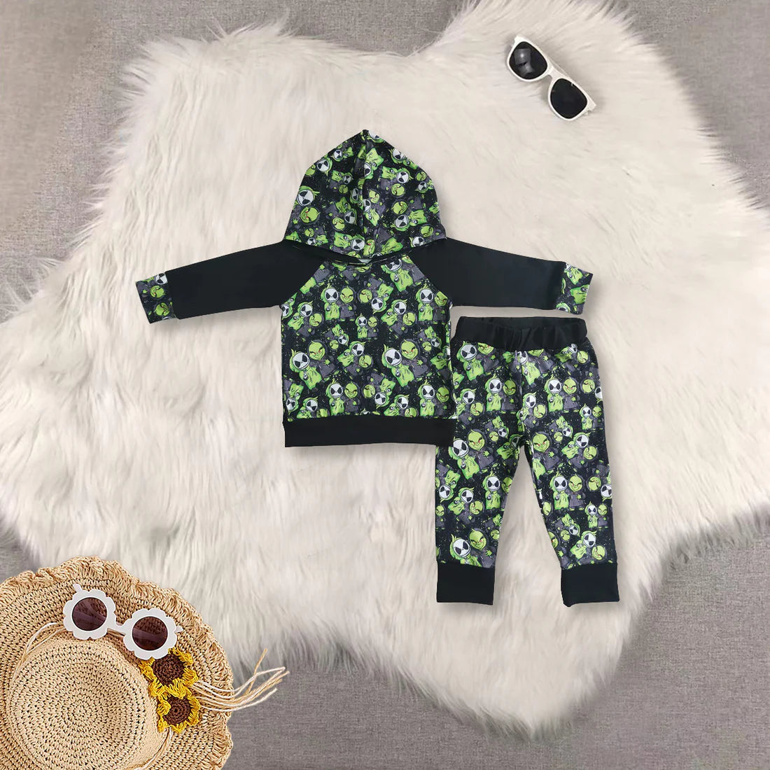 Sibling Baby Boys  Halloween Cartoon  Hoodie Top With Pants Outfit